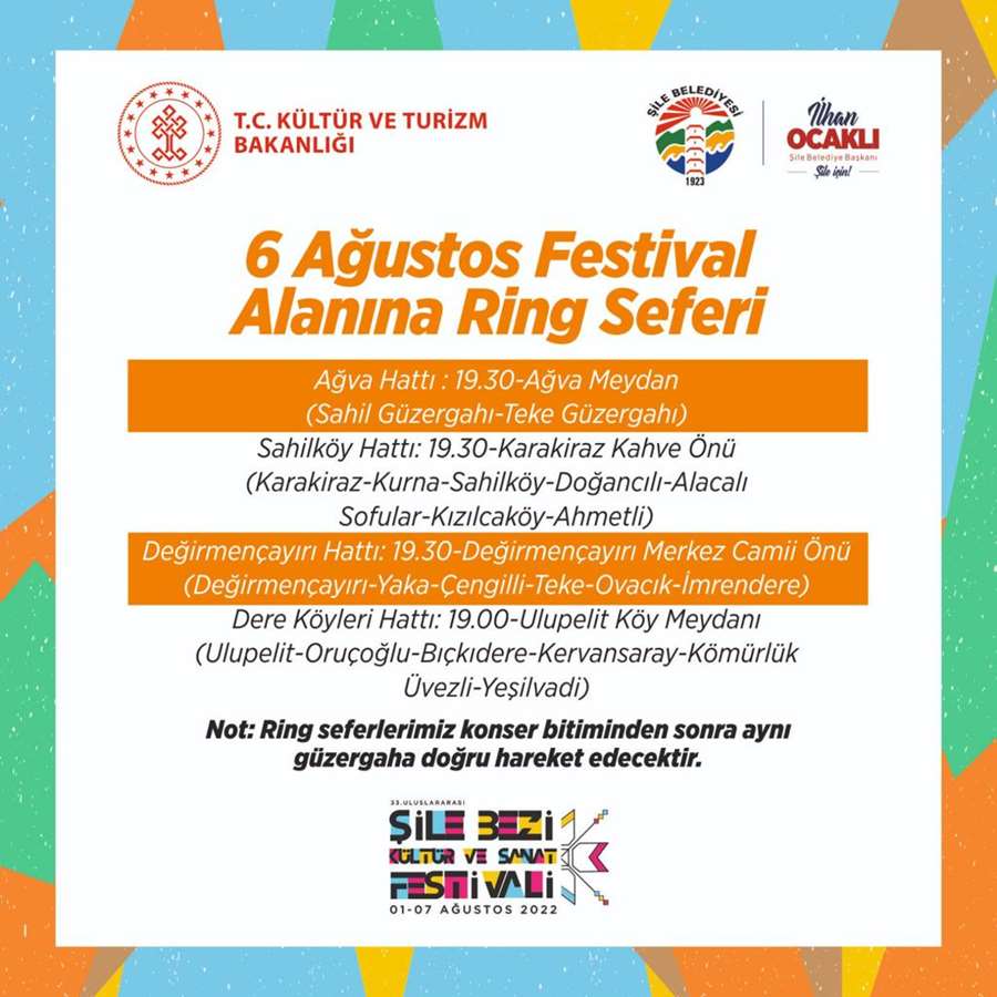 33. Uluslararası Şile Bezi Kültür ve Sanat Festivali Ring Seferleri- 6 Ağustos