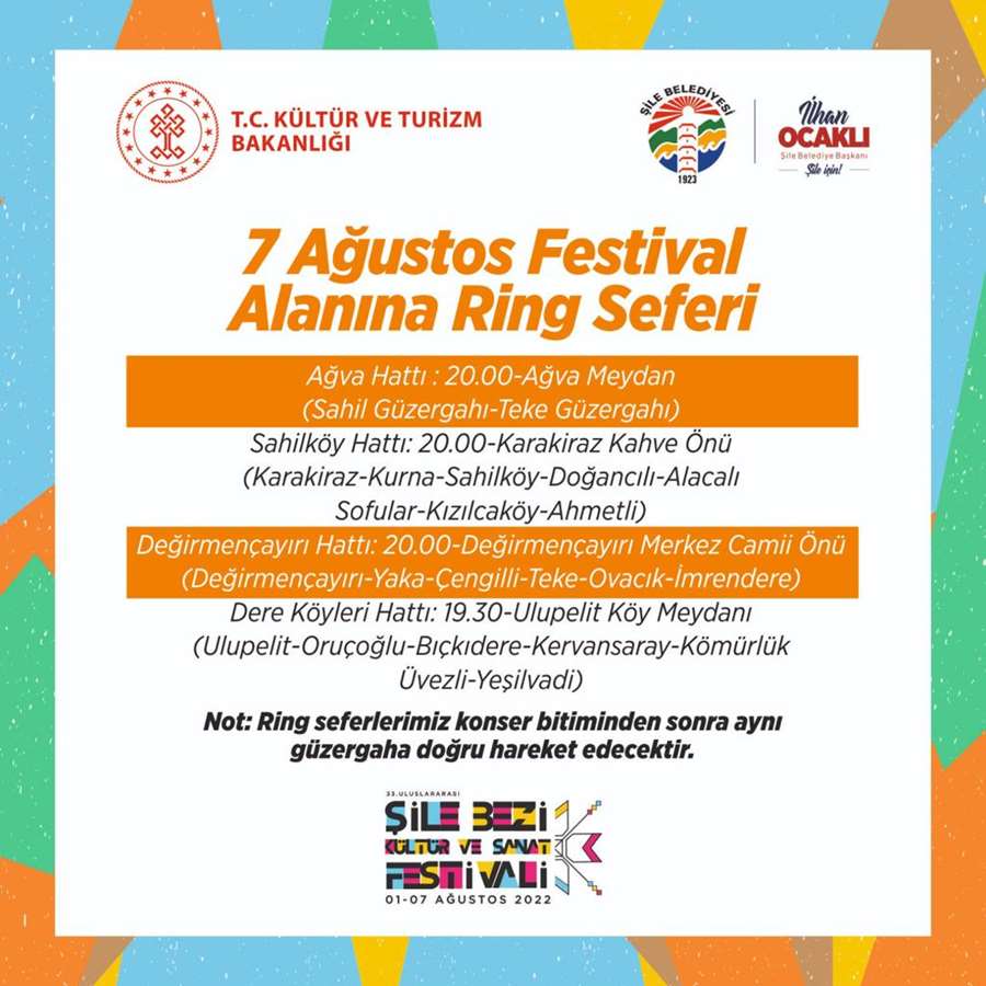 33. Uluslararası Şile Bezi Kültür ve Sanat Festivali Ring Seferleri- 7 Ağustos